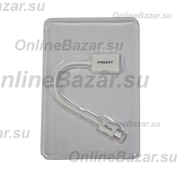 Кабель OTG (USB Host - microUSB) Pisen (15 см) <белый> ― OnlineBazar.su