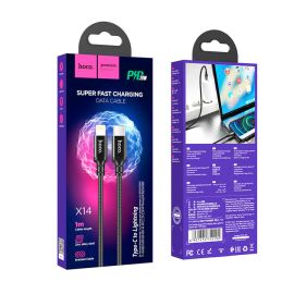 Кабель USB-C Apple iPhone Lightning Hoco X14 (1 метр/PD) <черный>