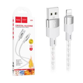 Кабель USB Apple iPhone Lightning Hoco X99 (2.4А/прозрачный силикон/термостойкий) <серый>