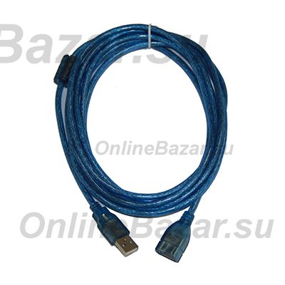 USB удлинитель - USB (папа) - USB (мама) 3 метра <голубой> ― OnlineBazar.su