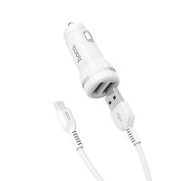 Автомобильное зарядное устройство USB Hoco Z27 (2 порта/2400mA) + кабель MicroUSB <белый> ― OnlineBazar.su