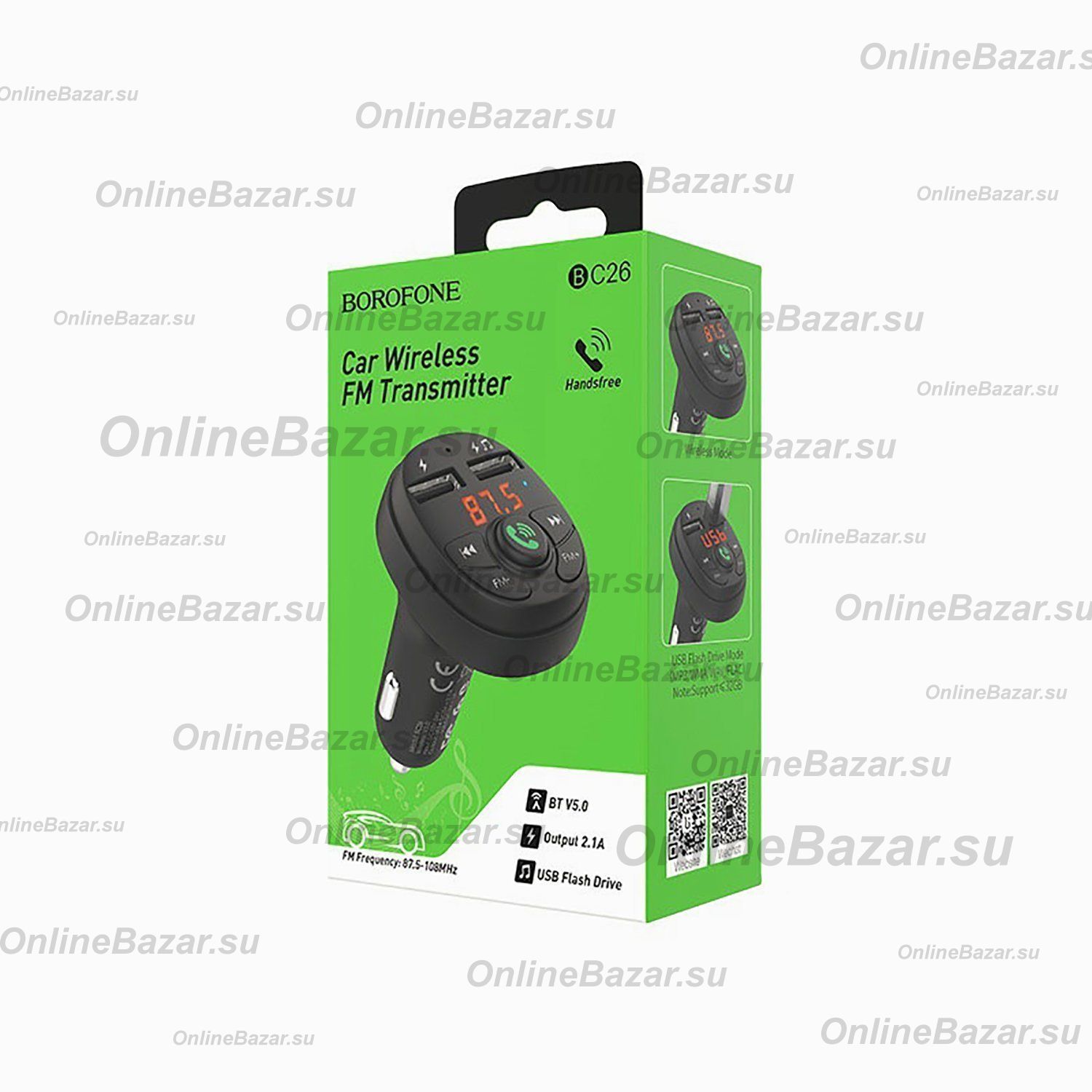Автомобильный FM модулятор (трансмиттер) Borofone BC26 <черный> ― OnlineBazar.su