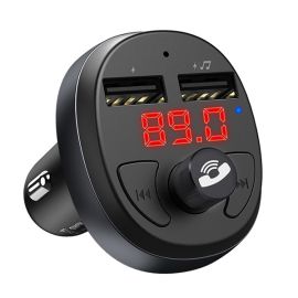 Автомобильный FM модулятор (трансмиттер) Hoco E41 (2 порта USB) <черный>