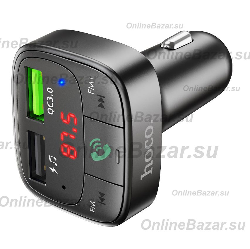 Автомобильный FM модулятор (трансмиттер) Hoco E59 (3.1А/QC 3.0/2 порта USB/Bluetooth) <черный> ― OnlineBazar.su