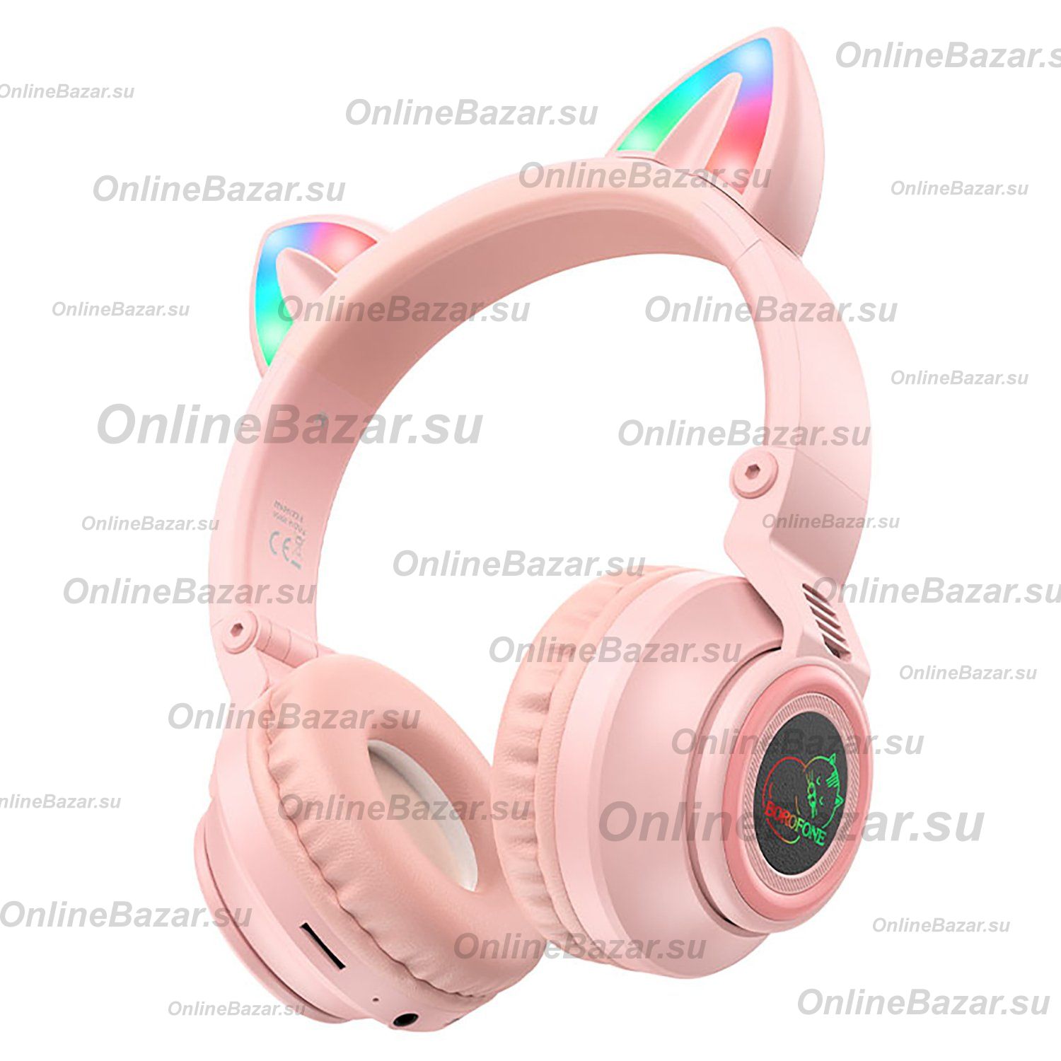 Беспроводные наушники Borofone BO18 Cat <розовый> ― OnlineBazar.su