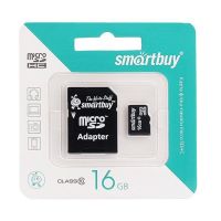Карта памяти MicroSDHC 16 Gb CL10 Smart Buy в блистере с адаптером ― OnlineBazar.su