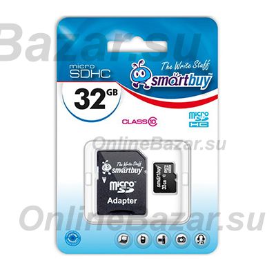 Карта памяти MicroSDHC 32 Gb CL10 Smart Buy в блистере с адаптером ― OnlineBazar.su