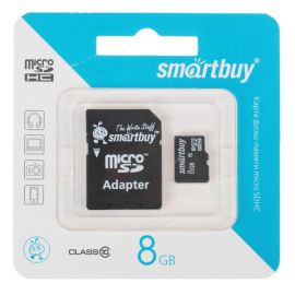Карта памяти MicroSDHC 8 Gb CL10 Smart Buy в блистере с адаптером