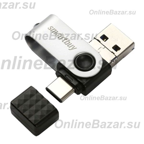 Карта памяти USB 3.0 128 Gb Smart Buy Trio (USB/MicroUSB/Type-C) <черно-серебристый> ― OnlineBazar.su