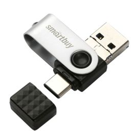 Карта памяти USB 3.0 128 Gb Smart Buy Trio (USB/MicroUSB/Type-C) <черно-серебристый>