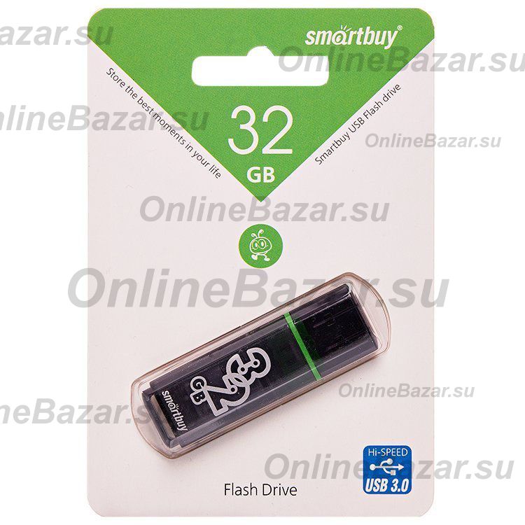 Карта памяти USB 3.0 32 Gb Smart Buy Glossy в блистере <темно-серый> ― OnlineBazar.su