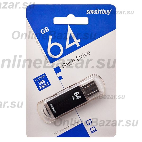 Карта памяти USB 3.0 64 Gb Smart Buy V-Cut <черный> ― OnlineBazar.su