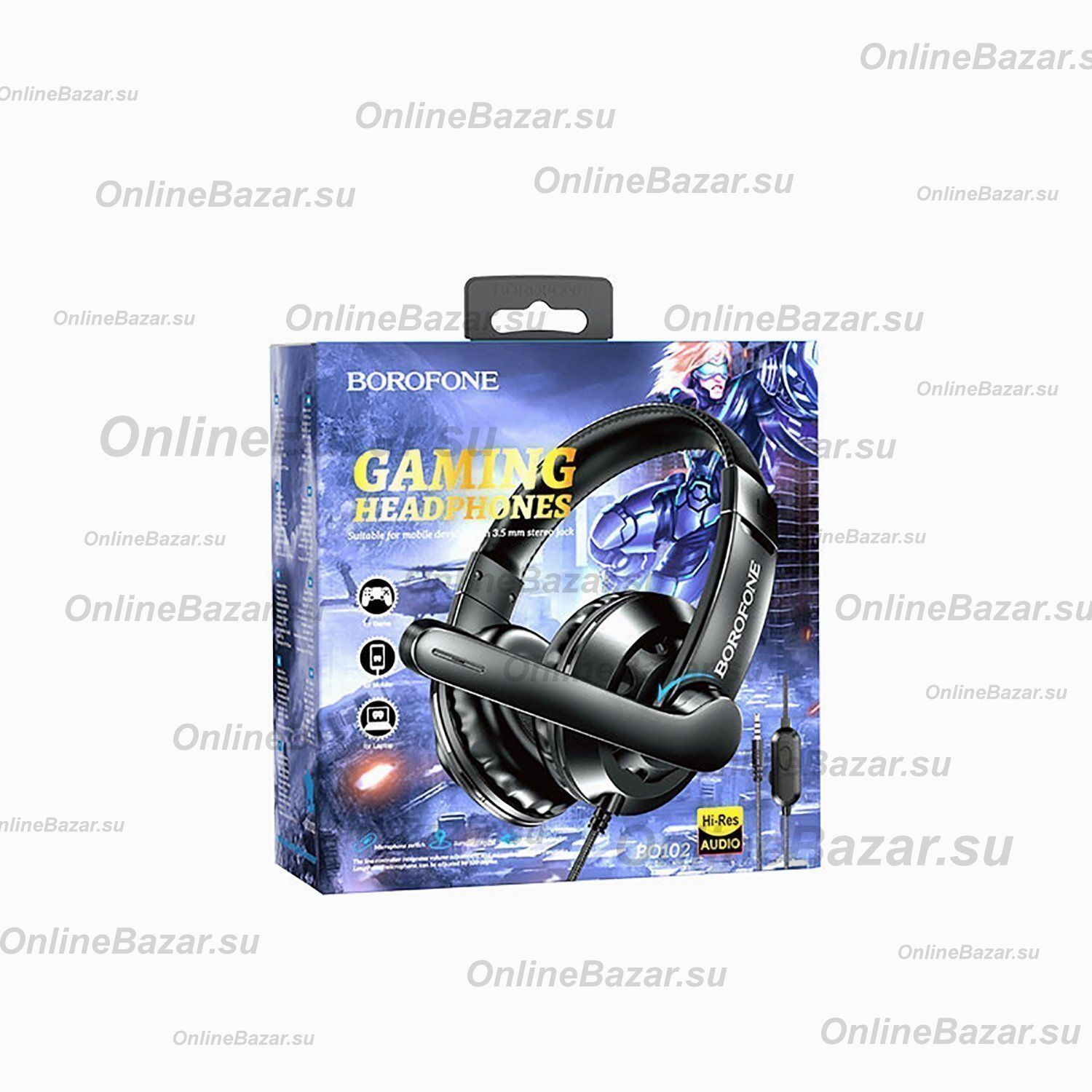 Компьютерная гарнитура Borofone BO102 Amusement с микрофоном <черный> ― OnlineBazar.su