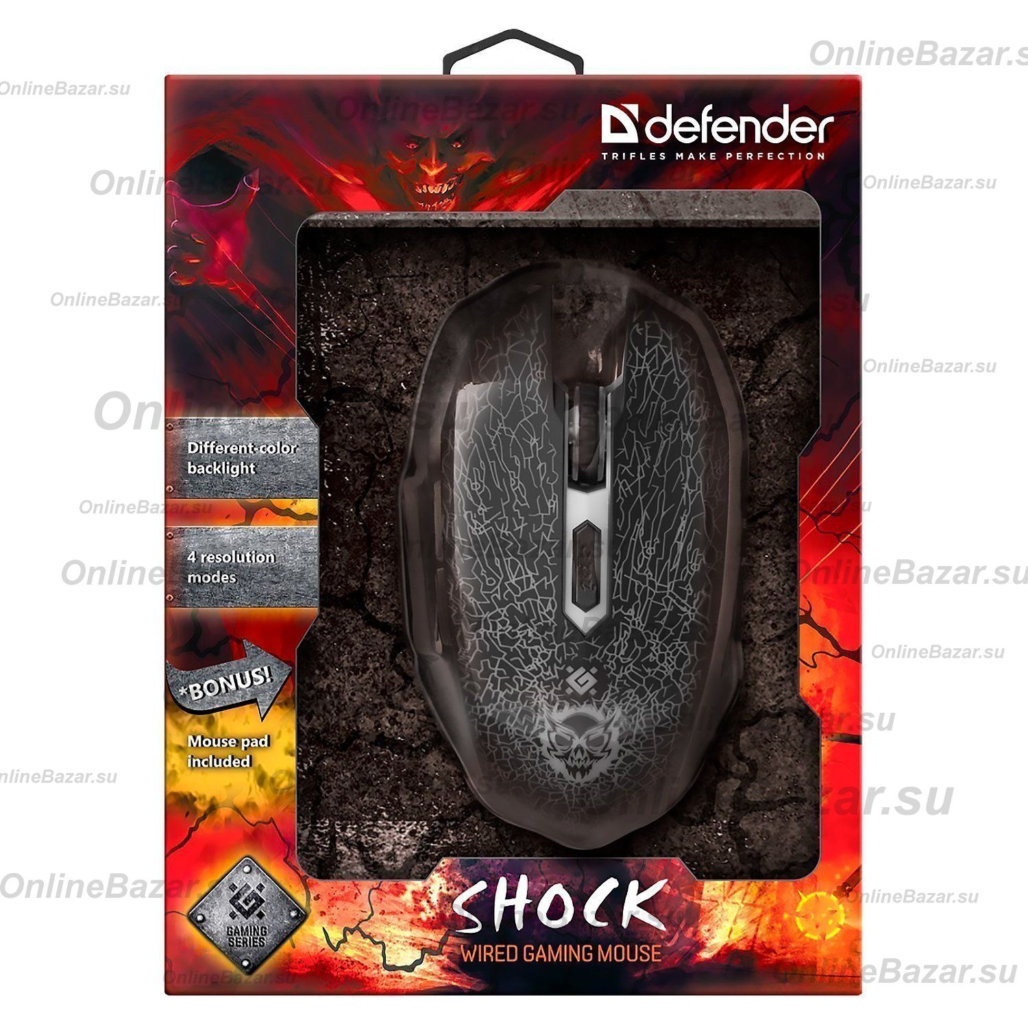 Мышь оптическая Defender Shock GM-110L (игровая) <черный> ― OnlineBazar.su