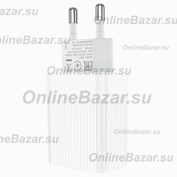 Сетевое зарядное устройство USB Borofone BA47A (3А/QC3.0) <белый> ― OnlineBazar.su