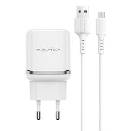 Сетевое зарядное устройство USB Borofone BA36A (3А/QC3.0/кабель MicroUSB) <белый>