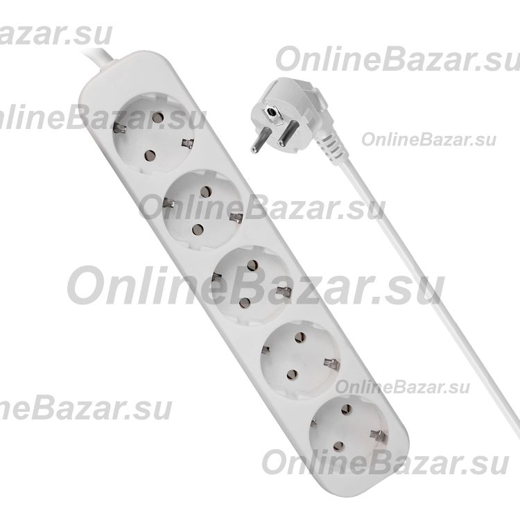 Сетевой удлинитель Defender E518 (5 розеток/1,8м.) <белый> ― OnlineBazar.su