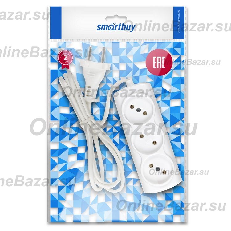 Сетевой удлинитель Smartbuy SBE-10-3-1,5-F (3 розеток/1,5м.) <белый> ― OnlineBazar.su