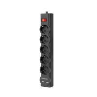 Сетевой фильтр Defender DFS 753 (5 розеток/2 порта USB/3м.) <черный> ― OnlineBazar.su