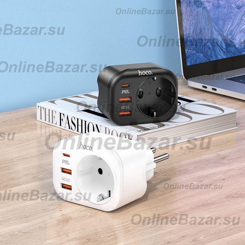 Сетевой фильтр Hoco NS3 (4000W/1 розетка/2 порта USB/QС3.0/порт USB-C PD) <черный> ― OnlineBazar.su