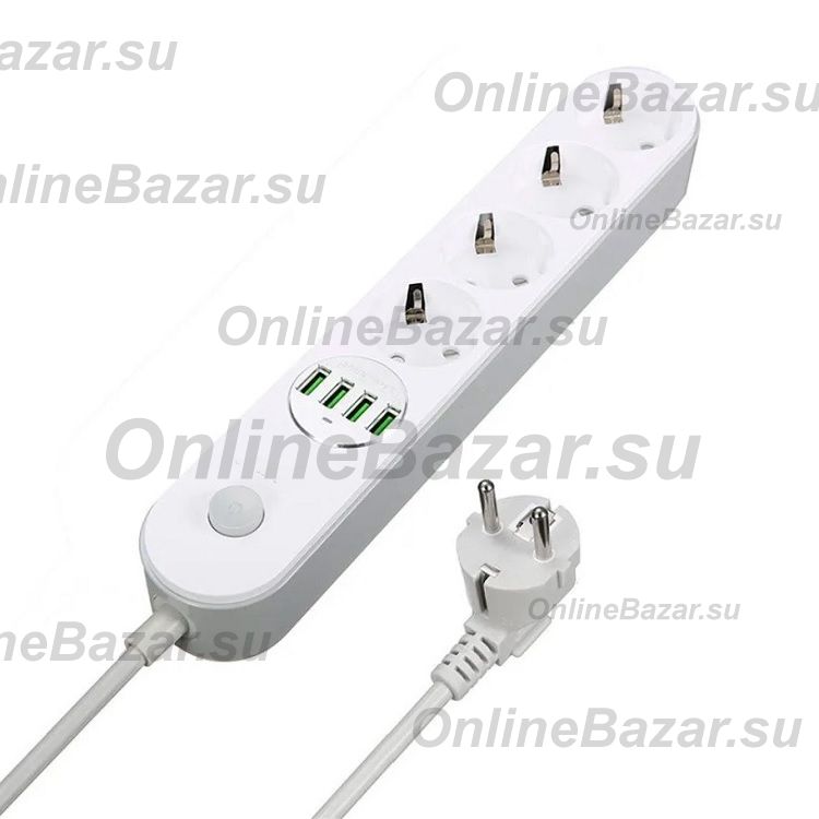 Сетевой фильтр LDNIO SE4432 (4 розетки + 4 порта USB) <белый> ― OnlineBazar.su