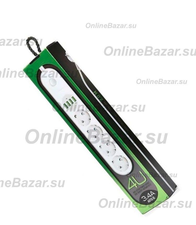 Сетевой фильтр LDNIO SE4432 (4 розетки + 4 порта USB) <белый> ― OnlineBazar.su