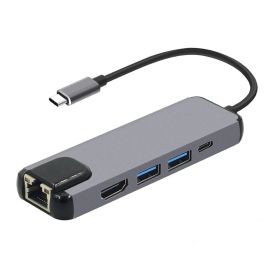 USB HUB для порта USB-C BYL-2015 (2 USB/USB-C/HDMI/Ethernet) <серый>
