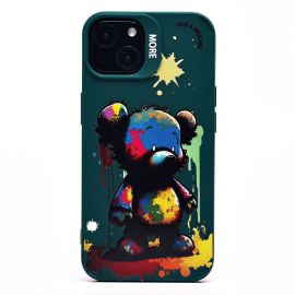 Чехол для Apple iPhone 14 силиконовый (рис. 335/медведь) <темно-зеленый>