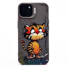 Чехол для Apple iPhone 14 силиконовый (рис. 335/тигр) <серый>
