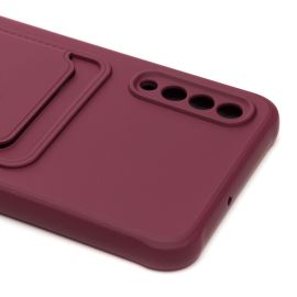 Чехол для Samsung SM-A307F (Galaxy A30s) силиконовый с картхолдером №4 <бордовый>