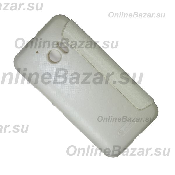 Чехол для HTC 10 флип боковой пластик-кожзам с окошком Nillkin Sparkle <белый> ― OnlineBazar.su