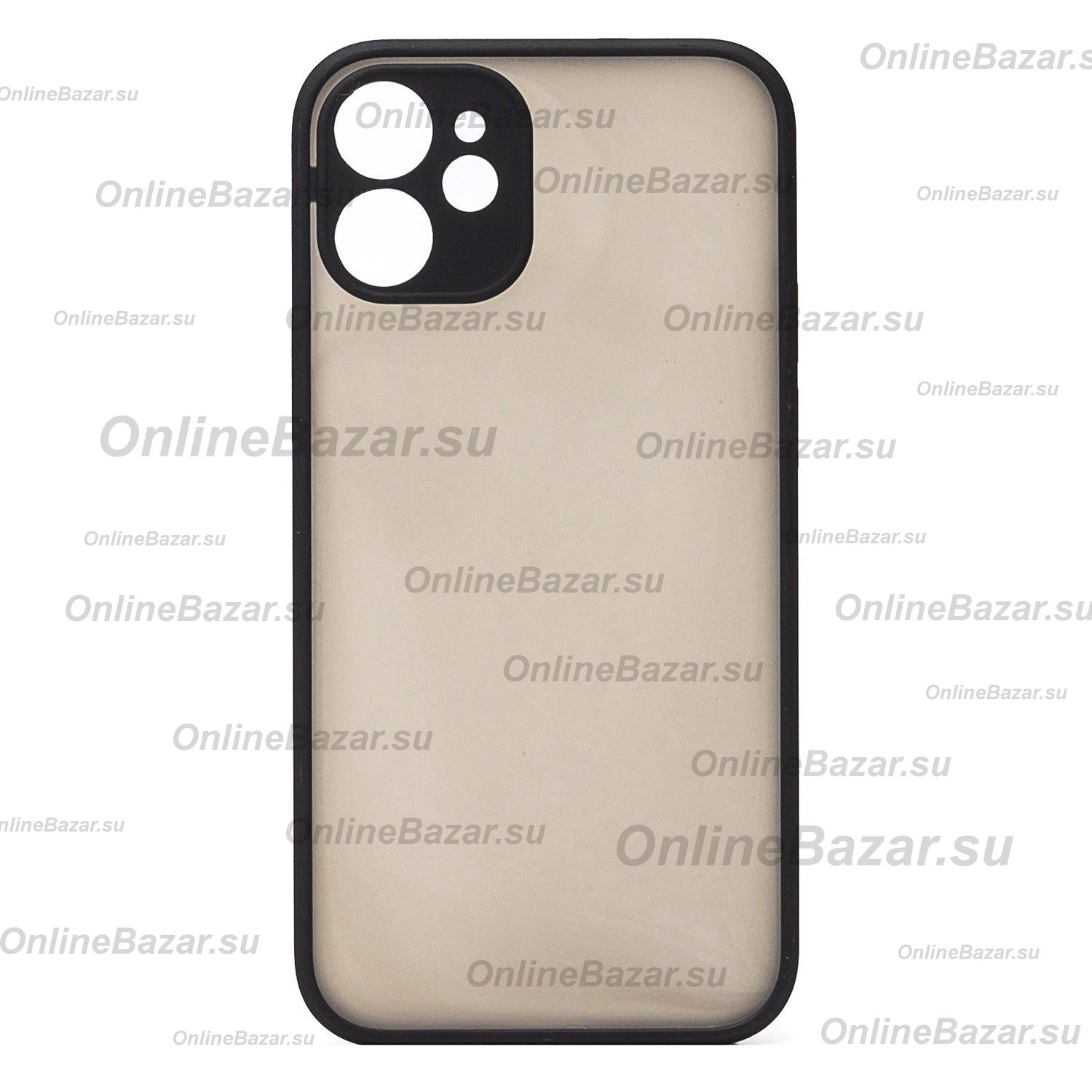 Чехол для Apple iPhone 12 mini пластиковый с окантовкой <черный> ― OnlineBazar.su