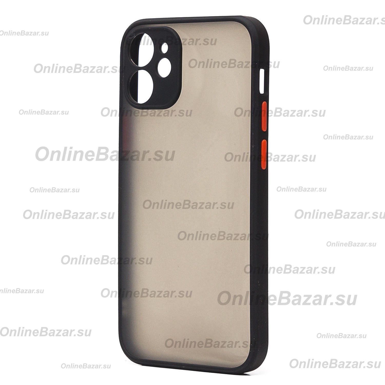Чехол для Apple iPhone 12 mini пластиковый с окантовкой <черный> ― OnlineBazar.su