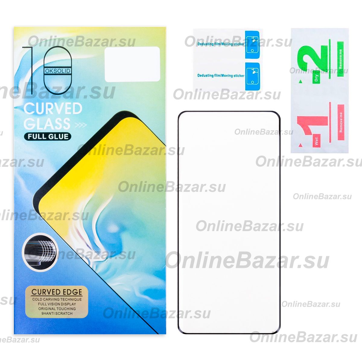 Защитное стекло для Realme 12 Pro 5G (2.5D/закаленное, полная наклейка) <черный> в блистере ― OnlineBazar.su